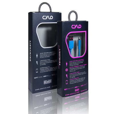 جعبه پنجره شفاف لوکس لوگوی سفارشی جعبه بسته بندی کابل USB با دسته