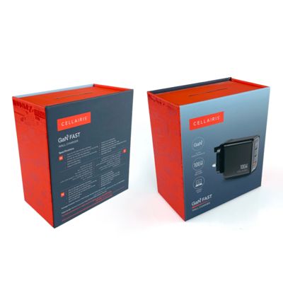 جعبه‌های بسته‌بندی آداپتور شارژر با بسته شدن مغناطیسی با حداقل تعداد سفارش، قطعات الکترونیکی، جعبه کاغذی بسته‌بندی با قلاب