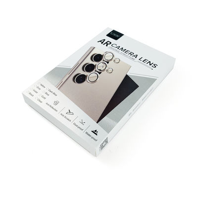 کاغذ نقره ای چاپ شده سفارشی محافظ لنز دوربین تاشو جعبه بسته بندی شیشه ای با پنجره